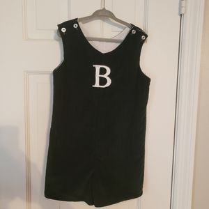 Hunter green infant boys smocked outfit 2T